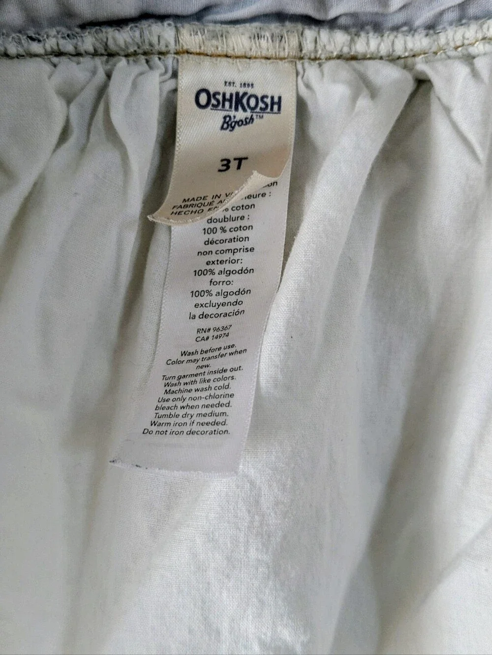 OshKosh B'gosh Toddler Girl Denim Eyelet Lace Overall Dress Size 3T